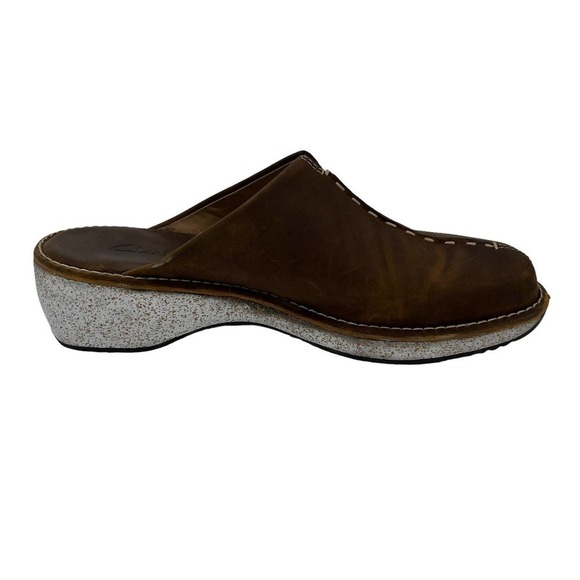 Clarks Shoes Mitchell Clogs Brown Leather 7 M - Picture 4 of 10